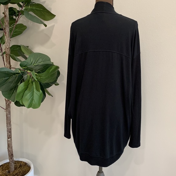 Banana Republic Baby Terry Long Cardigan Womens Size M Black Ribbed Knit Duster - Picture 14 of 16